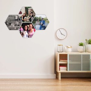 4 dřevěné hexagonky - foto dekorace s barevným potiskem