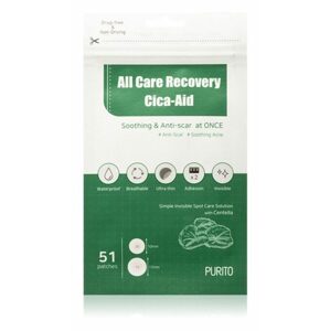 PURITO Voděodolné náplasti na akné All Care Recovery Cica-Aid (51 náplastí)