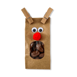 Vánoční ořechový sáček SOB s kolíčkem - 180g VÍCE DRUHŮ Jaké oříšky dáme?: Mandle v mléčné čokoládě