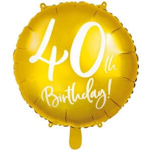 PartyDeco Foliový zlatý balónek "40. narozeniny"