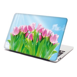 Samolepka na notebook Růžové tulipány - 29x20 cm