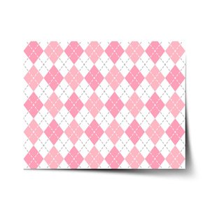 Plakát Růžové a bílé kosočtverečky - 60x40 cm