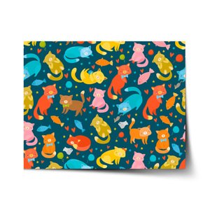 Plakát Kočky s rybkami - 60x40 cm