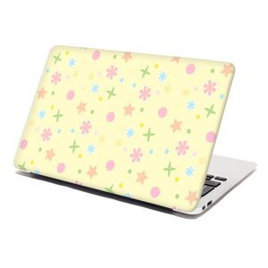Samolepka na notebook Hvězdy, květy a puntíky - 38x26 cm