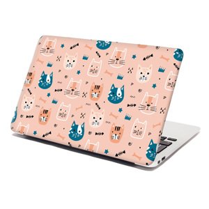 Samolepka na notebook Barevné kočičky - 38x26 cm