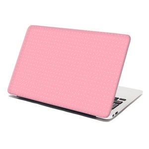 Samolepka na notebook Bílé čárky na růžové - 29x20 cm