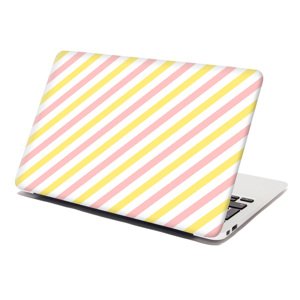 Samolepka na notebook Růžové a žluté pruhy - 29x20 cm
