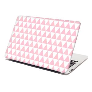 Samolepka na notebook Růžové a bílé trojúhelníky - 29x20 cm