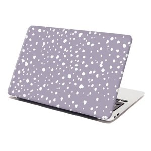Samolepka na notebook Bílé flíčky na fialové - 38x26 cm