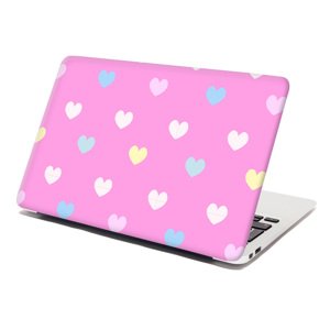 Samolepka na notebook Srdce na růžové - 29x20 cm