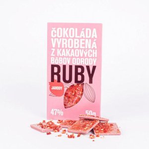 Ruby - čokoláda z kakaových bobů ruby - s lyofilizovanými jahodami