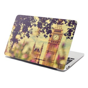 Samolepka na notebook Londýn Big Ben Flowers - 29x20 cm