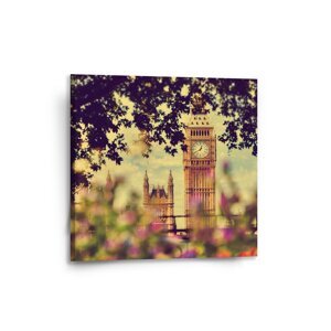 Obraz Londýn Big Ben Flowers - 50x50 cm