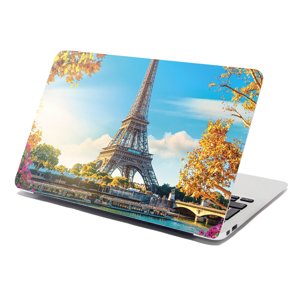 Samolepka na notebook Paříž Eifellova věž Flowers - 29x20 cm