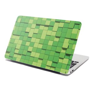 Samolepka na notebook Green Blocks 3D - 29x20 cm