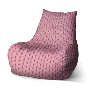 Sedací vak Bean Růžové pletení z vlny - 100 x 90 x 45 cm