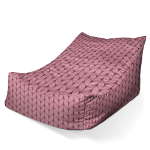 Sedací vak Lounge Růžové pletení z vlny - 120 x 100 x 80 cm