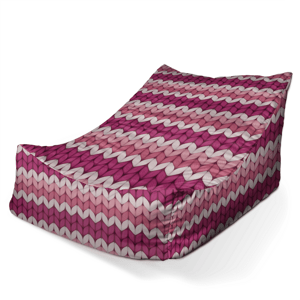 Sedací vak Lounge Střídajíci růžové pletení - 120 x 100 x 80 cm