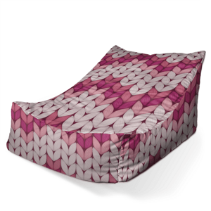 Sedací vak Lounge Tříbarevné růžové pletení - 120 x 100 x 80 cm