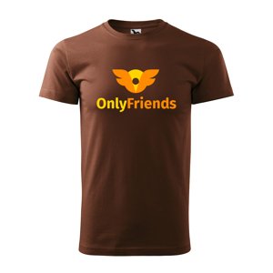 Tričko s potiskem Only Friends - hnědé 3XL