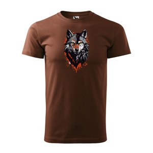 Tričko s potiskem Wolf paint 1 - hnědé 3XL