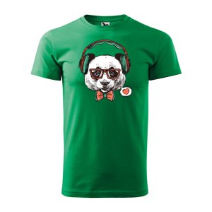 Tričko s potiskem Panda - zelené M