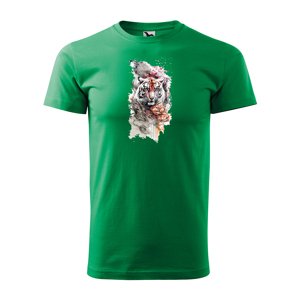 Tričko s potiskem Tiger Paint 2 - zelené 3XL