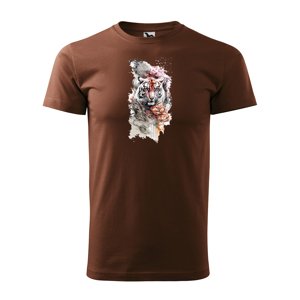Tričko s potiskem Tiger Paint 2 - hnědé XL