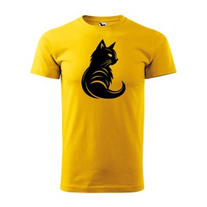 Tričko s potiskem Kočka - žluté 3XL