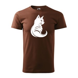 Tričko s potiskem Kočka - hnědé 3XL