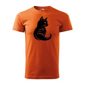 Tričko s potiskem Kočka - oranžové 3XL