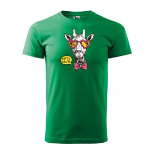 Tričko s potiskem Hipster Giraffe - zelené XL