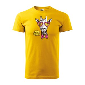 Tričko s potiskem Hipster Giraffe - žluté 3XL