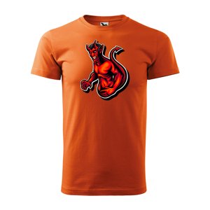 Tričko s potiskem Devil - oranžové XL