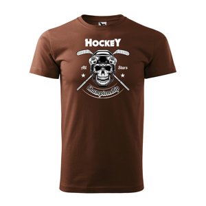 Tričko s potiskem All stars hockey championship - hnědé M
