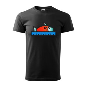 Tričko s potiskem Ryba s metrem - černé 3XL
