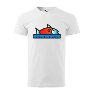 Tričko s potiskem Ryba s metrem - bílé S