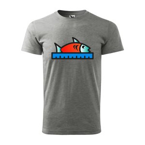 Tričko s potiskem Ryba s metrem - šedé 2XL