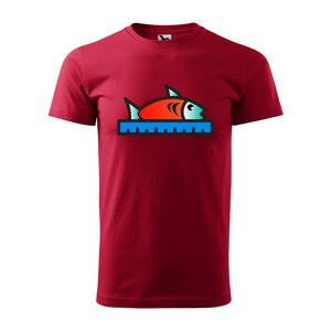 Tričko s potiskem Ryba s metrem - červené S