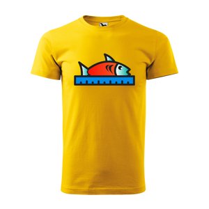 Tričko s potiskem Ryba s metrem - žluté 3XL