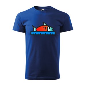 Tričko s potiskem Ryba s metrem - modré L