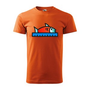 Tričko s potiskem Ryba s metrem - oranžové S