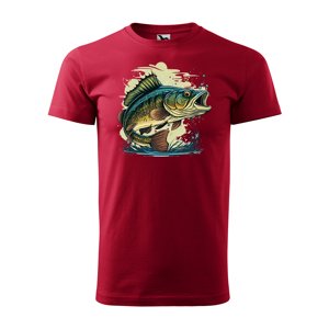 Tričko s potiskem Ryba 2 - červené 5XL