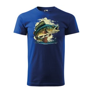 Tričko s potiskem Ryba 2 - modré XL