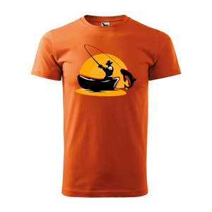 Tričko s potiskem Rybář 1 - oranžové S