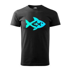 Tričko s potiskem Fish blue - černé 3XL