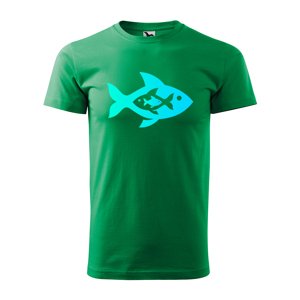 Tričko s potiskem Fish blue - zelené 3XL