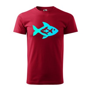 Tričko s potiskem Fish blue - červené 4XL