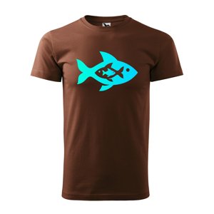 Tričko s potiskem Fish blue - hnědé 3XL