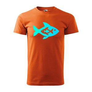 Tričko s potiskem Fish blue - oranžové 3XL
